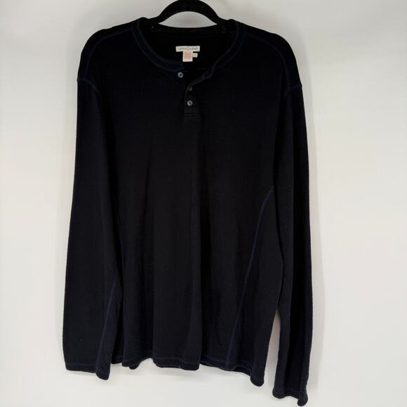 carbon 2 cobalt Other - Carbon2Cobalt Henley Shirt Mens L Black Pullover Long Sleeve Casual Button Cuff